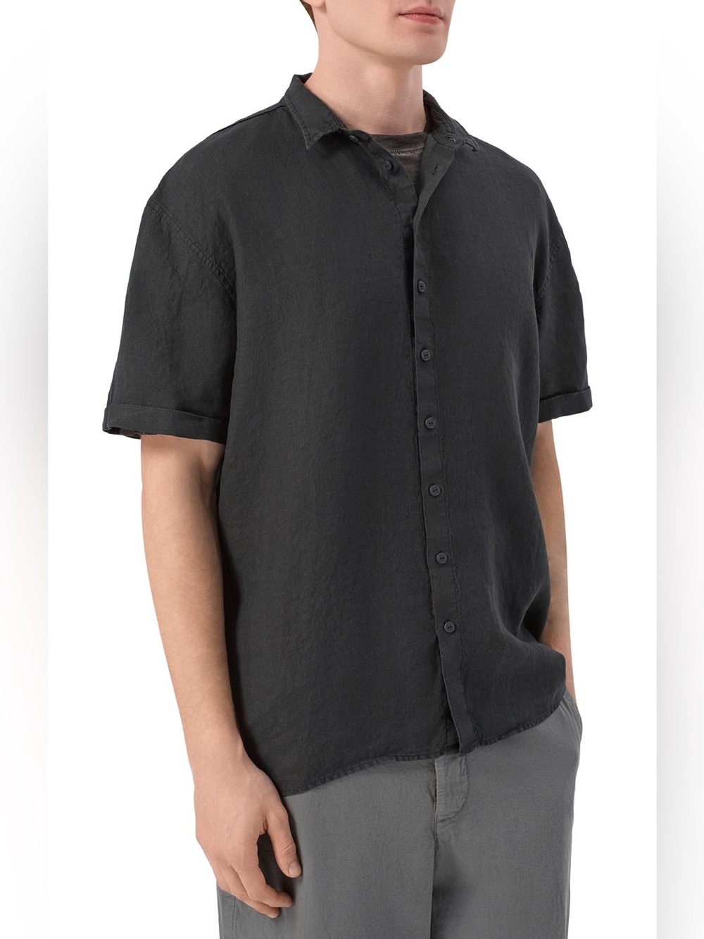 Vince Men's Black Linen Short Sleeve Button Down Shirt Size XXL